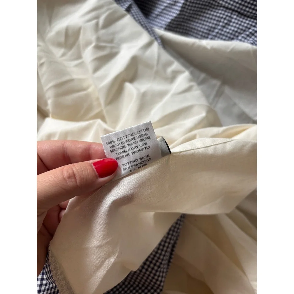 Pottery Barn King Duvet Cotton Blue White Buffalo Check Coastal Classic Preppy